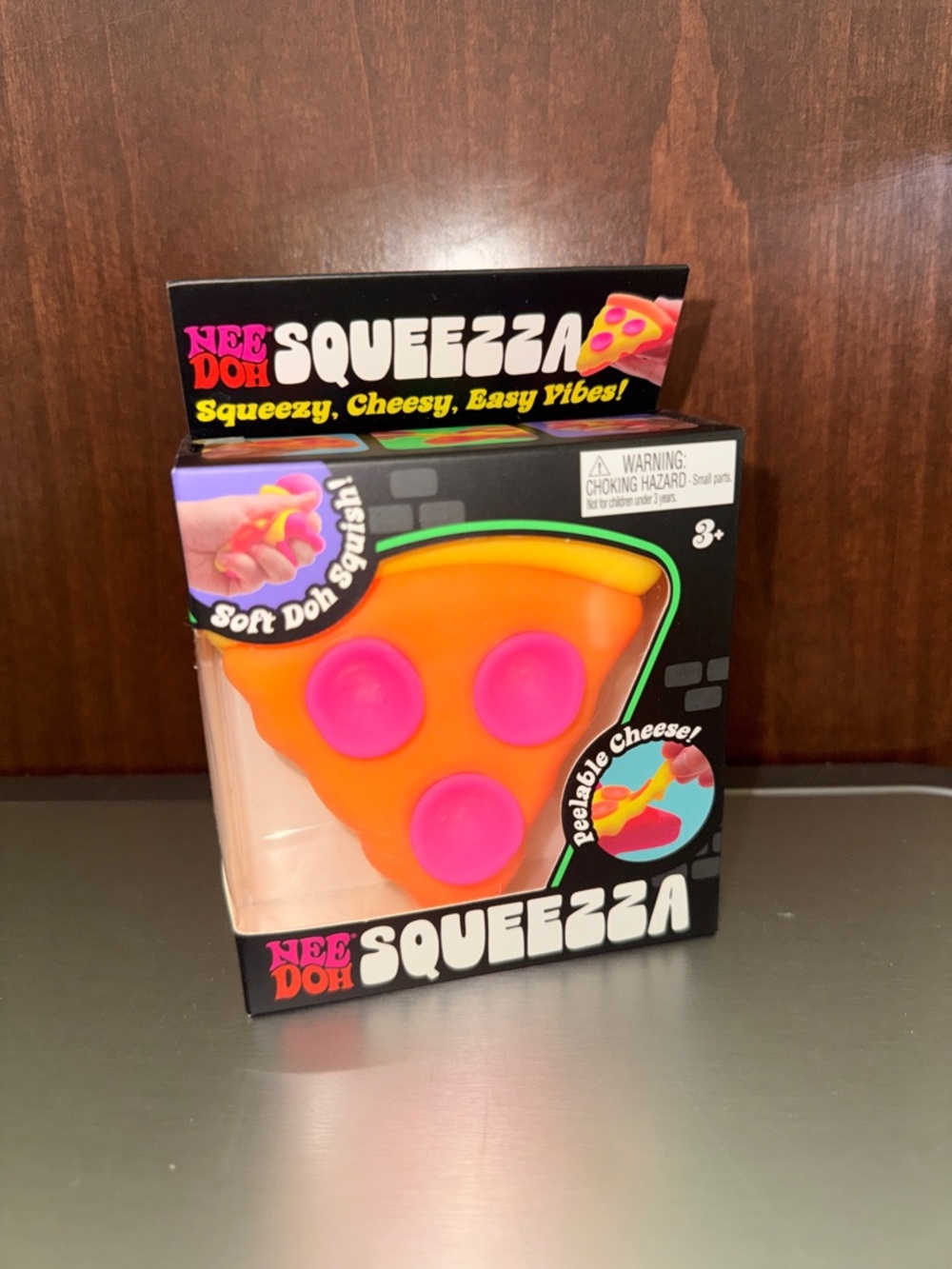 (NEW) Nee Doh Squeezza Pizza Stress Toy - yellow crust with Orange cheese!